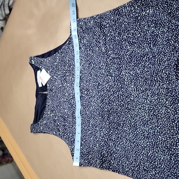 Chaus Size M Navy Blue with Gray and Silver Glittery Sleeveless Top, NEW w/ Tag - Picture 7 of 12